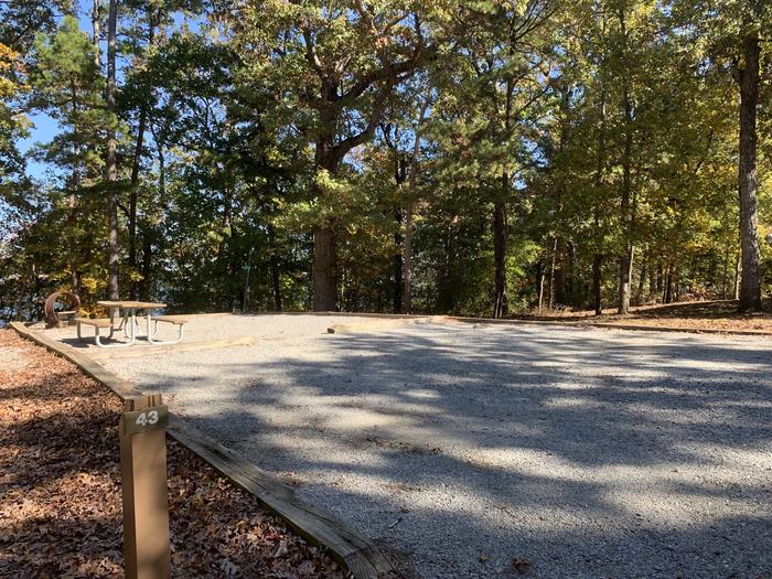 A photo of Site 043 of Loop A at NORTH BEND PARK with Picnic Table, Fire Pit, Shade, Tent Pad, Lantern Pole