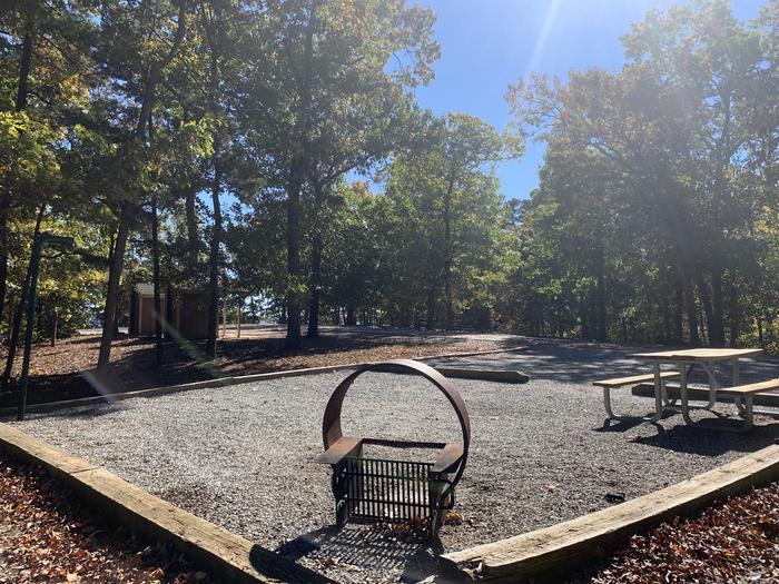 A photo of Site 043 of Loop A at NORTH BEND PARK with Picnic Table, Fire Pit, Tent Pad, Lantern Pole