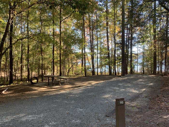 A photo of Site 016 of Loop FRNT at RUDDS CREEK REC. AR. with Picnic Table, Fire Pit, Tent Pad, Lantern Pole