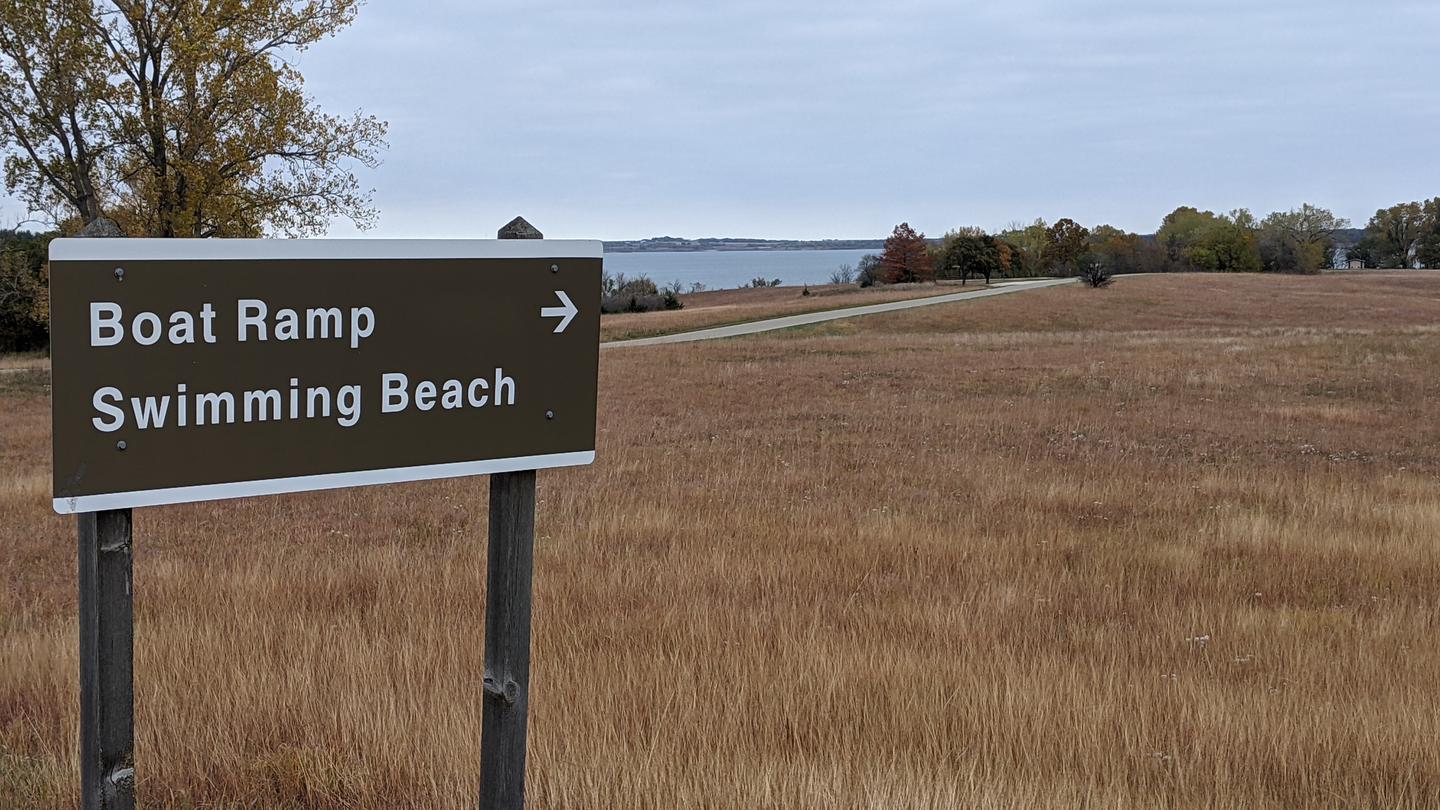 East Rolling Hills - Boat Ramp & Swimming Beach Sign