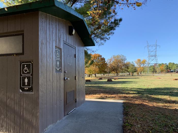 Brush Creek offers men's designated restroom and shower facility close to campers for convenience.A photo of shower/restroom facility Brush Creek Public Use Area