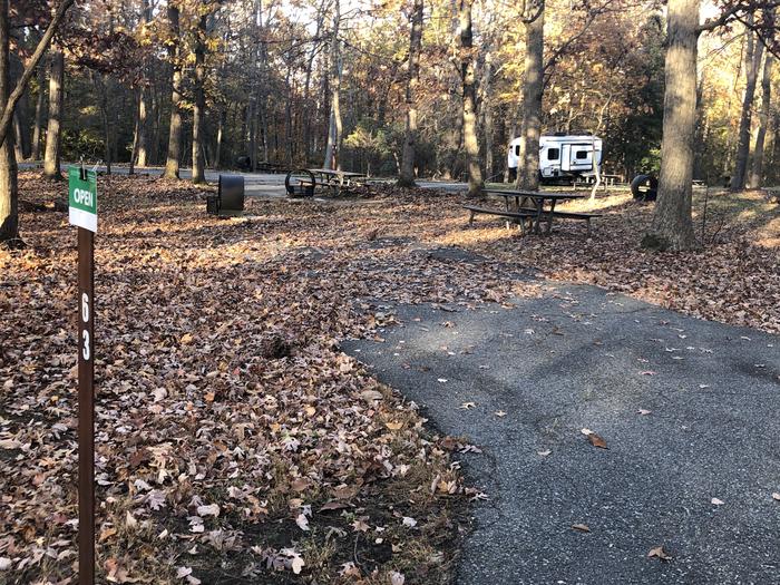 A photo of Site B63 of Loop LOOP B at GREENBELT CAMPGROUND with Picnic Table, Fire Pit