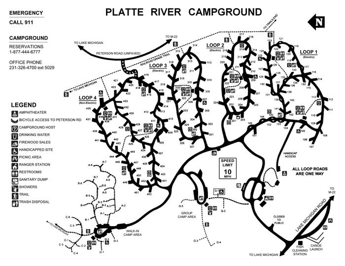 Platte River Campground Mapcamper information map given at check-in