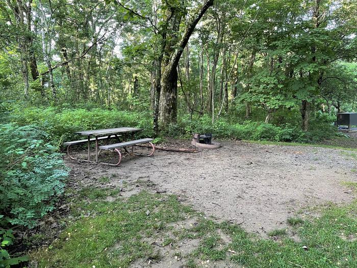 A photo of Site 004 of Loop Upper Loop at Loft Mountain Campground with Picnic Table, Fire Pit