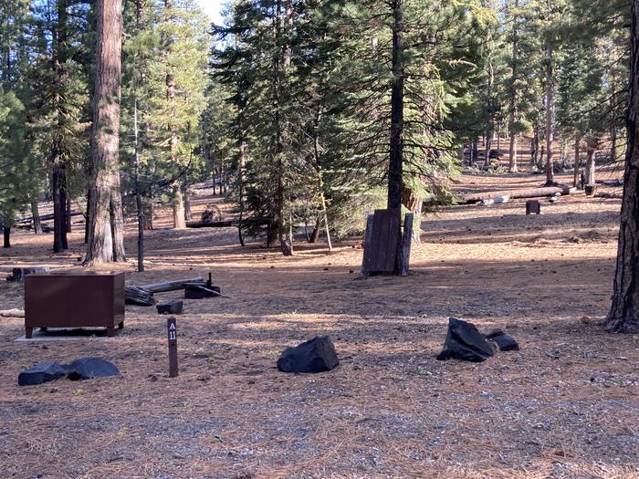 A photo of Site A11 of Loop Loop A at BUTTE LAKE with Picnic Table, Fire Pit, Shade, Food Storage