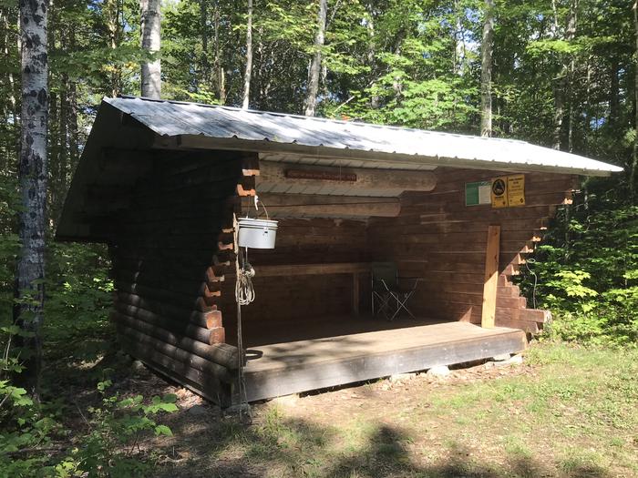 The three-sided wooden Grand Pitch Lean-To provides shelter year-round.Grand Pitch Lean-To is located along the International Appalachian Trail a short distance from the banks of the East Branch Penobscot River. 