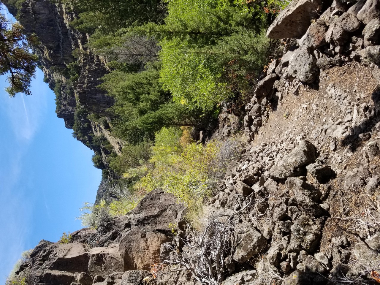 Rugged rock outcrop along the Threemile Creek Trail
