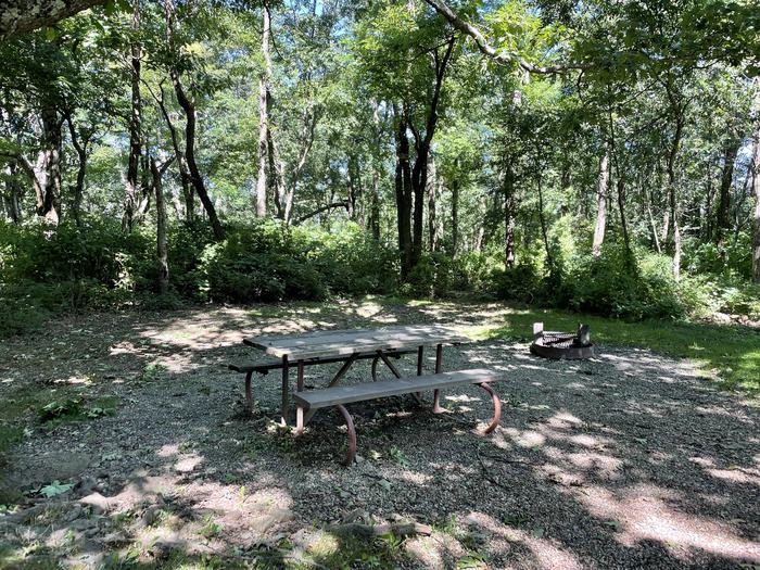 A photo of Site F162 of Loop F Loop at Loft Mountain Campground with Picnic Table, Fire Pit