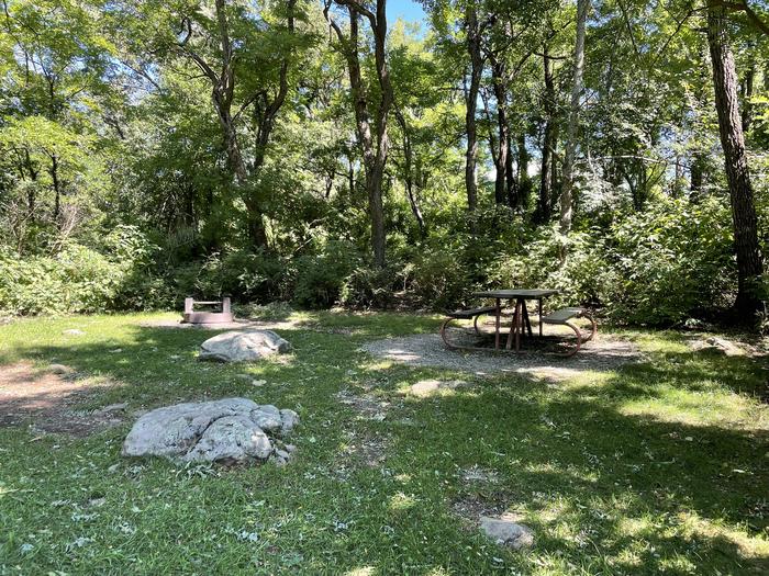 A photo of Site F164 of Loop F Loop at Loft Mountain Campground with Picnic Table, Fire Pit