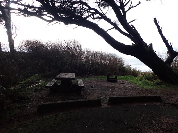 picnic table and fire ring on bluff near beachA27 - table and fire ring