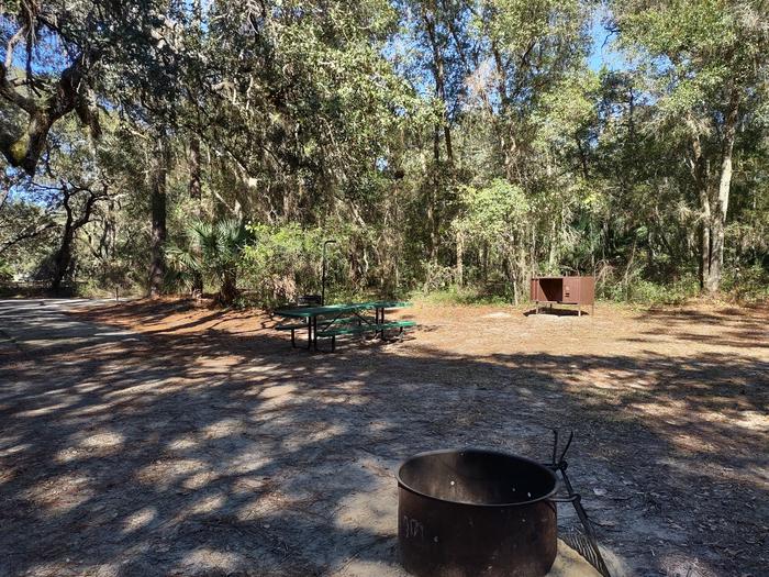 Another view of site 36Picnic table, fire ring, light pole, bear box (food storage), shade, grill