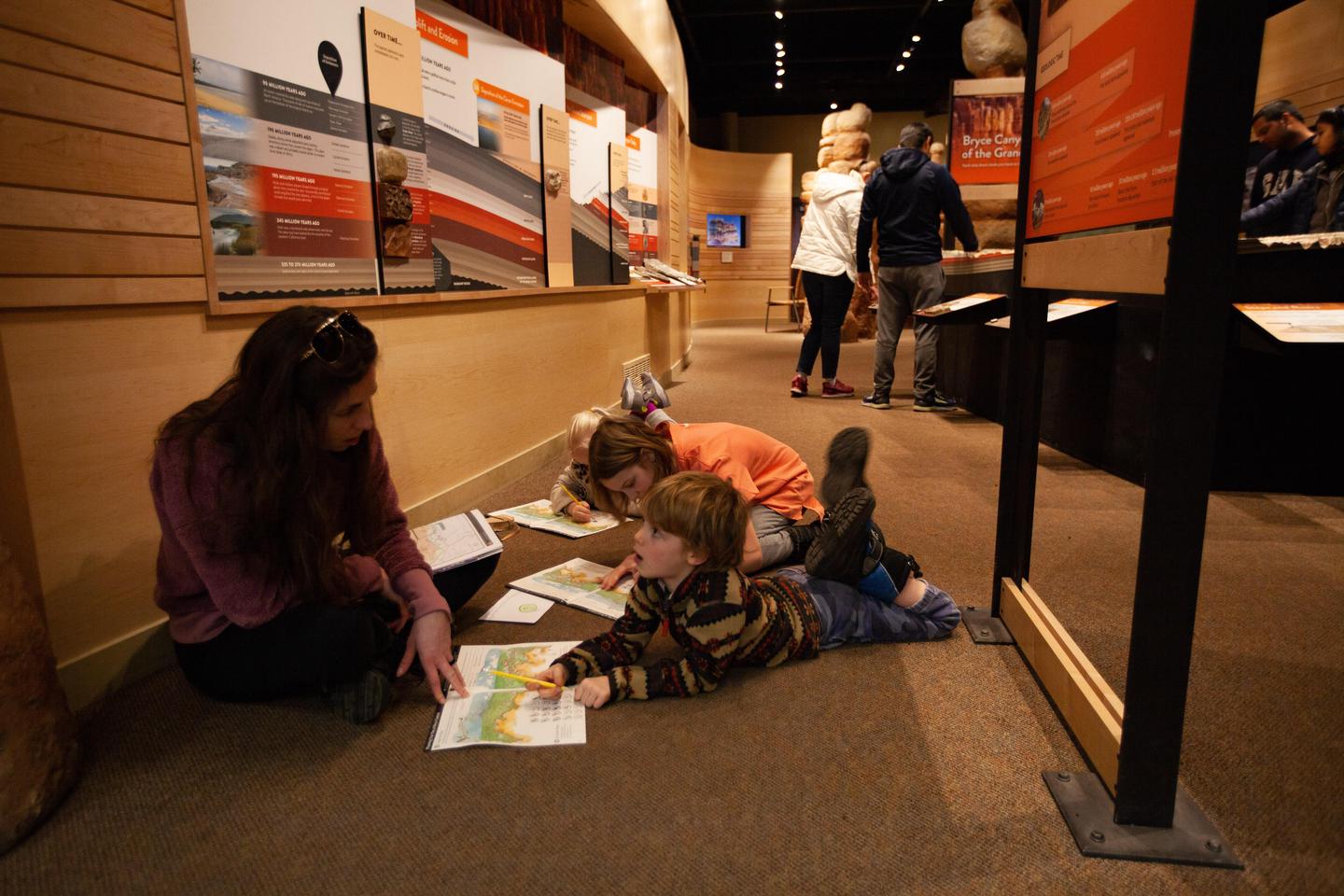 Junior Rangers in Park MuseumThe park museum provides an opportunity to learn about the park and a place to work on Junior Ranger books.