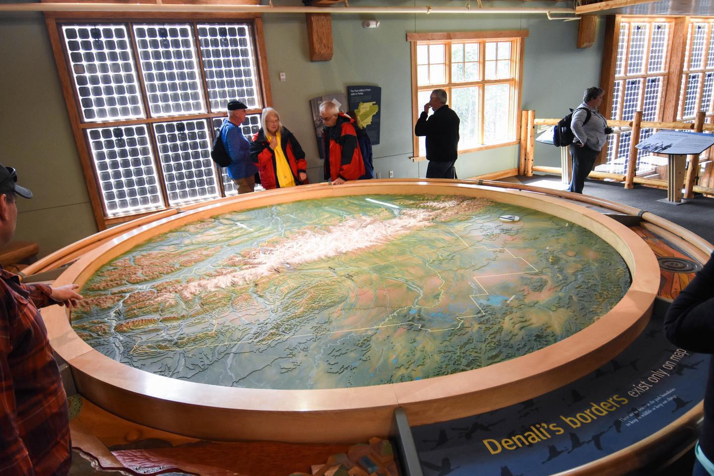 Denali Relief MapOne of the features of the Denali Visitor Center is a relief map that illustrates the Alaska Range and its highest peak, Denali