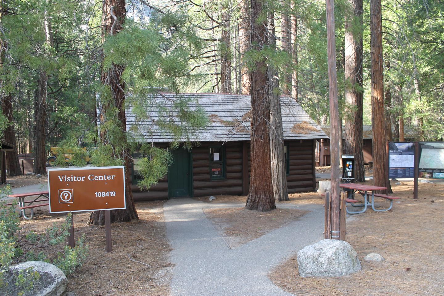 Cedar Grove Visitor CenterAt this quaint log cabin visitor center, you will find exhibits, books, and a ranger available to answer questions.