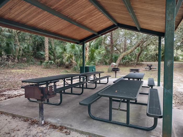 View of Pavilion BTables, grills and bear-proof storage locker
