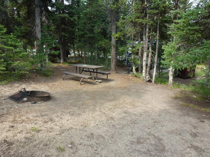 Lewis Lake site 25 fire ring and picnic table.Lewis Lake site 25