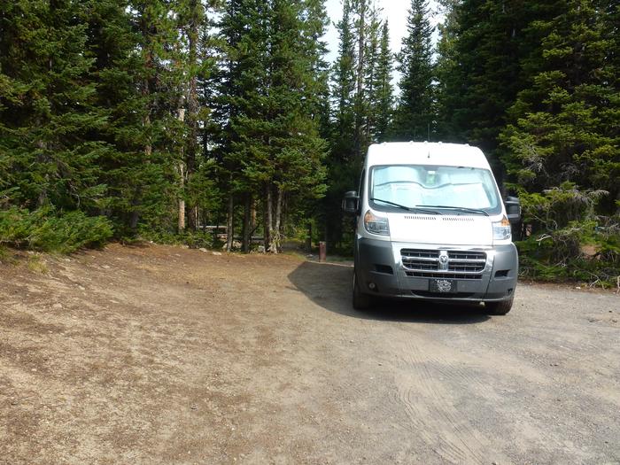 Lewis Lake site 31 parking area with a vanLewis Lake site 31