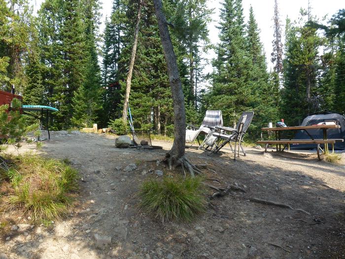 Lewis Lake site 81 with camping equipmentLewis Lake site 81