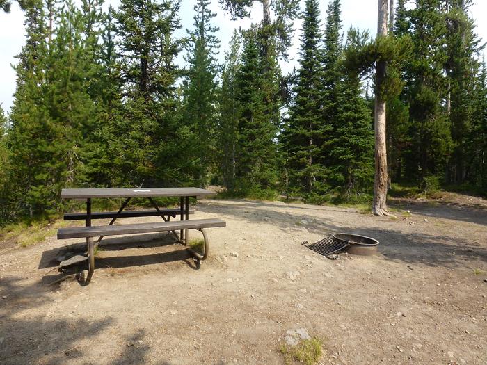 Lewis Lake site 33 picnic table and fire ring.Lewis Lake site 33