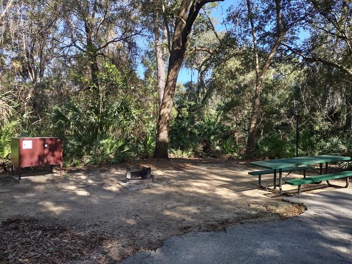View of site 16Amenities: picnic table, grill,  fire ring, light pole, bear-proof storage locker