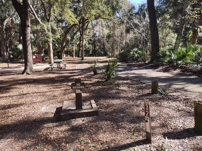 Site 32Amenities: picnic table, grill, fire ring, light pole, bear-proof storage locker; close to water source