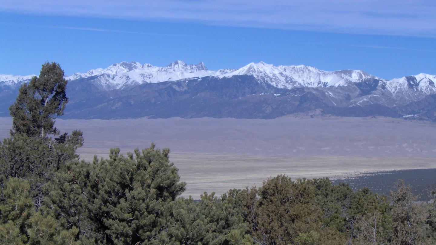 View of Great Sand Dunes NPP from Zapata Falls CG