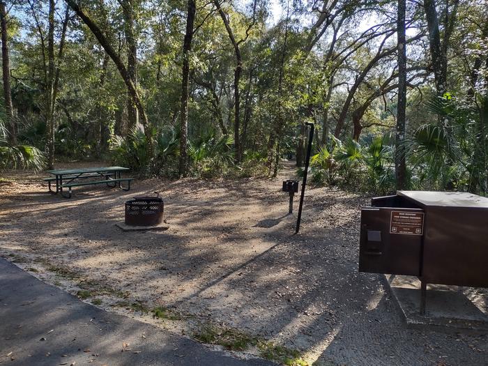 View of site 27Amenities: fire ring, picnic table, grill, light pole, bear-proof storage locker