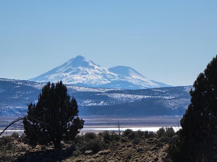 Close up view of Mt. Shasta from the the Klamath Hills Recreation Area.
