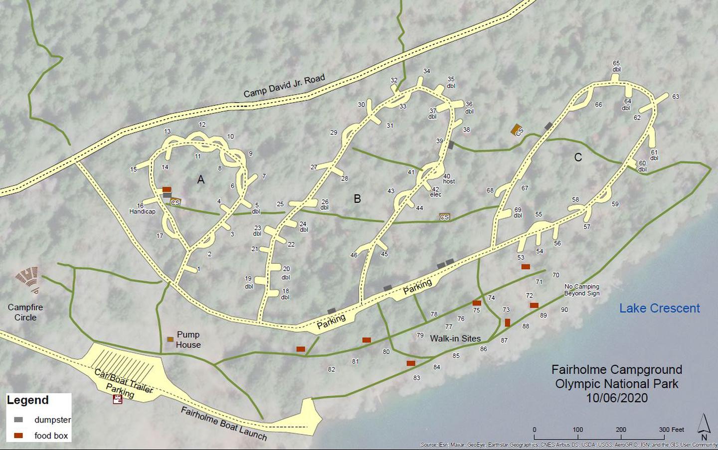 Fairholme Campground Map