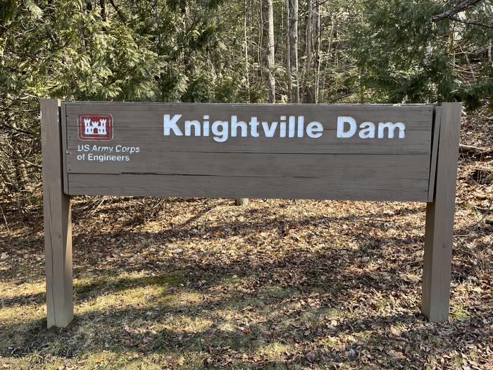 Knightville dam entrance sign. 