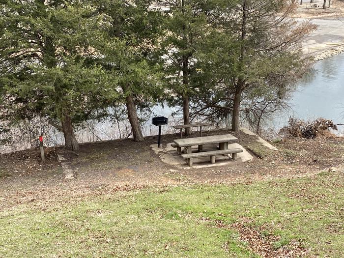 A photo of Site 059 of Loop 0512 at COOKSON BEND with Picnic Table, Fire Pit, Shade, Waterfront