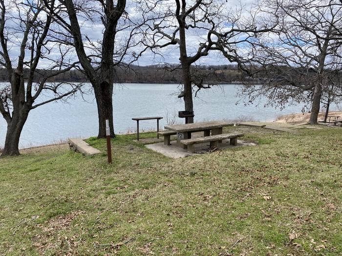 A photo of Site 072 of Loop 0512 at COOKSON BEND with Picnic Table, Fire Pit, Shade, Waterfront