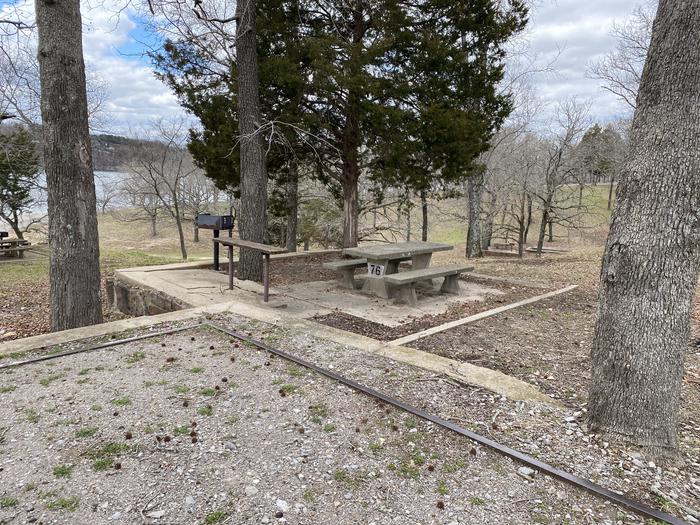 A photo of Site 076 of Loop 0512 at COOKSON BEND with Picnic Table, Fire Pit, Shade