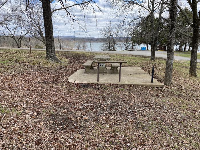 A photo of Site 077 of Loop 0512 at COOKSON BEND with Picnic Table, Shade