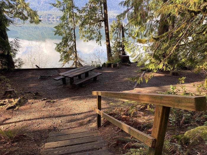 A photo of Site 006 of Loop Willaby at WILLABY CAMPGROUND with Picnic Table, Fire Pit, Tent Pad, Waterfront