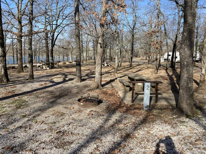 A photo of Site 002 of Loop CBEN at COOKSON BEND with Picnic Table, Electricity Hookup, Fire Pit, Shade, Tent Pad