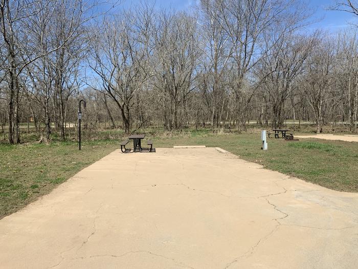 A photo of Site 603 of Loop Loop 600 at ALLEY SPRING with Picnic Table, Electricity Hookup, Fire Pit, Tent Pad, Lantern Pole, Water Hookup
