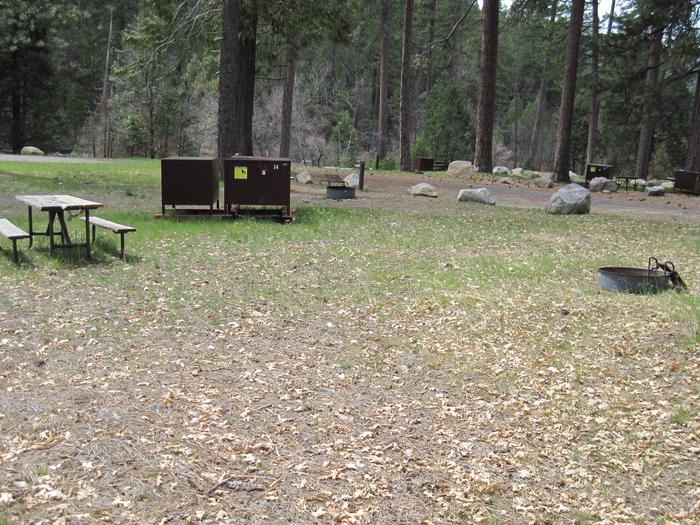 Food locker, picnic table, and fire ringSite 14