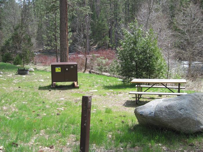 Food locker, picnic table, and fire ringSite 23