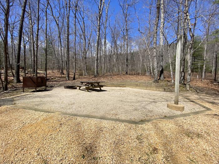 A photo of Site A20 of Loop White Oak Loop A at SHERANDO LAKE RECREATION AREA FAMILY CAMPING with Picnic Table, Fire Pit, Shade, Food Storage, Tent Pad, Lantern Pole