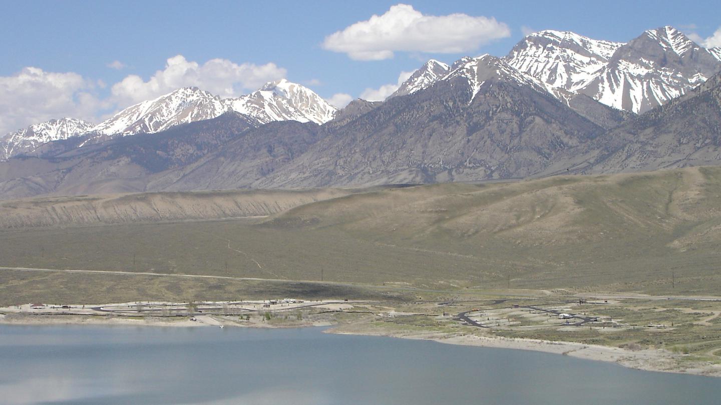 Overview of campground with Lost River Range in background.