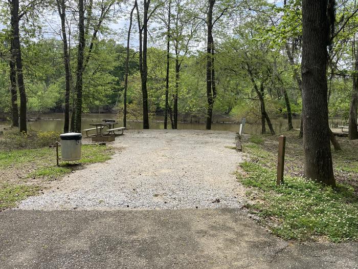 A photo of Site 05 of Loop OAKV at SIX MILE CREEK with Picnic Table, Electricity Hookup, Fire Pit, Waterfront, Lantern Pole, Water Hookup