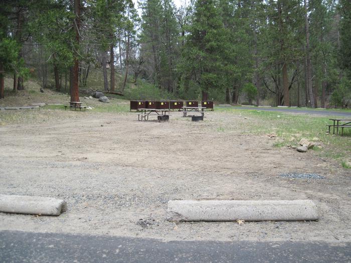 Food lockers, fire ring and picnic tables