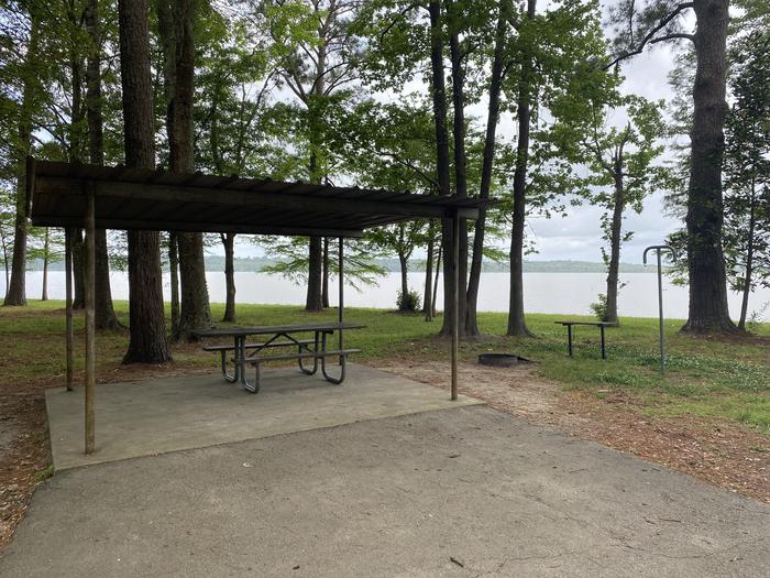 A photo of Site 48 of Loop SCRE at SANDY CREEK with Picnic Table, Fire Pit, Shade, Lantern Pole