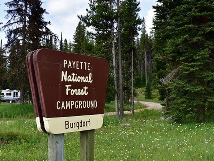 Payette National Forest Burdorf Campground signCampground sign