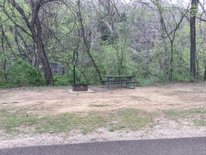 A photo of Site 028 of Loop Sites 16-30 at PULLTITE with Picnic Table, Fire Pit, Shade, Lantern Pole