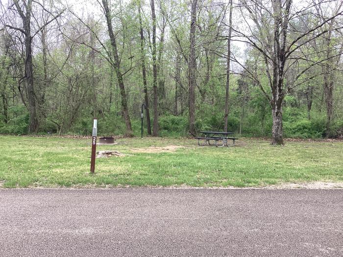 A photo of Site 025 of Loop Sites 16-30 at PULLTITE with Picnic Table, Fire Pit, Lantern Pole