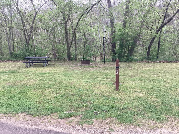A photo of Site 052 of Loop Sites 31-55 at PULLTITE with Picnic Table, Fire Pit, Lantern Pole