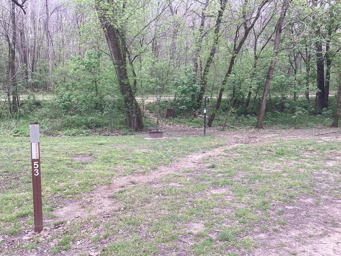 A photo of Site 053 of Loop Sites 31-55 at PULLTITE with Picnic Table, Fire Pit, Lantern Pole