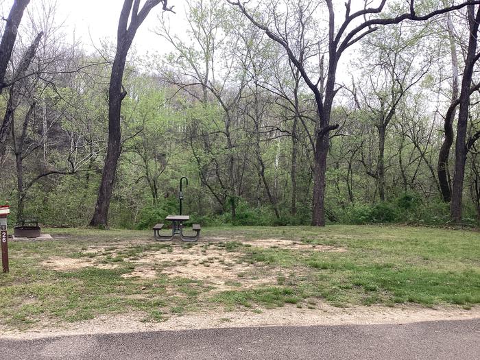 A photo of Site 026 of Loop Sites 16-30 at PULLTITE with Picnic Table, Fire Pit, Waterfront, Lantern Pole